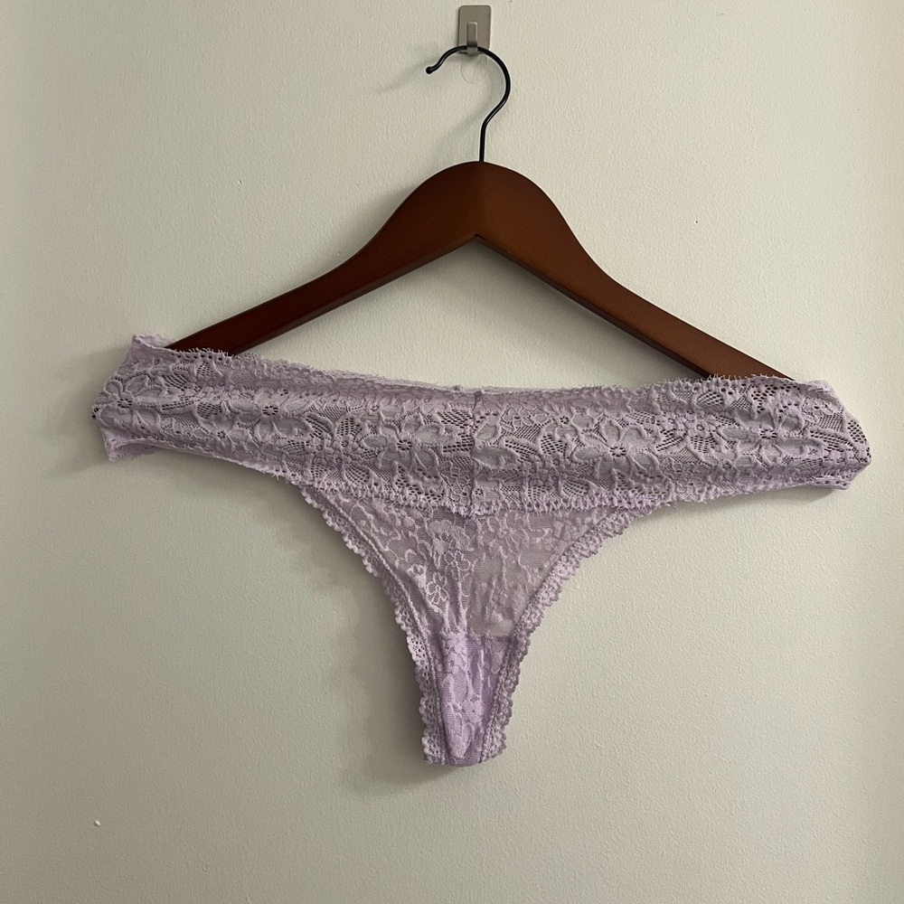 lilac lace thong